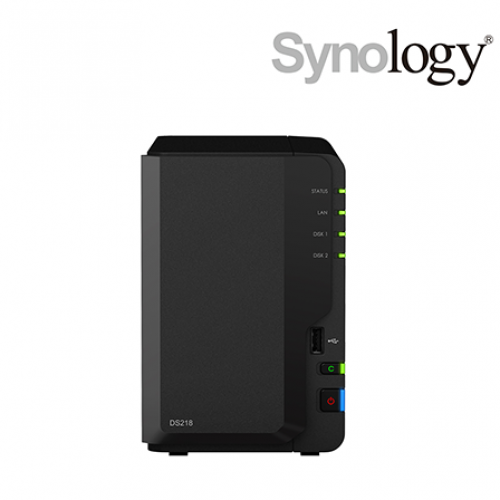 Synology DiskStation DS218 NAS Server (2 Bay, Realtek RTD1296 Quad Core 1.4 GHz, 2 GB DDR4, Tower)