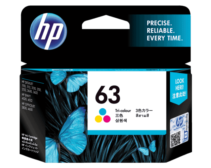 HP 63 Tri-color Original Ink Cartridge (F6U61AA)
