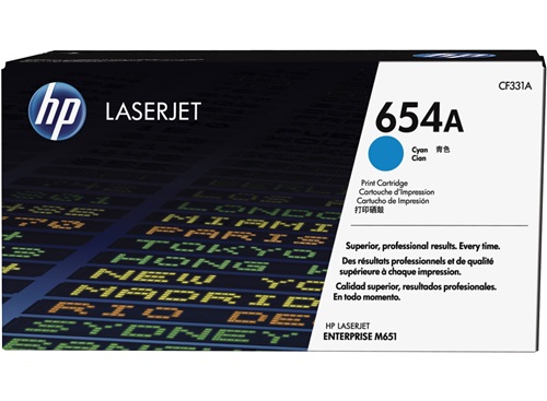 HP 654A Cyan LaserJet Toner Cartridge (CF331A)