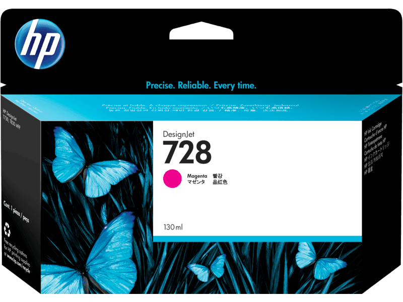 HP 728 130-ml Magenta DesignJet Ink Cartridge (F9J66A)