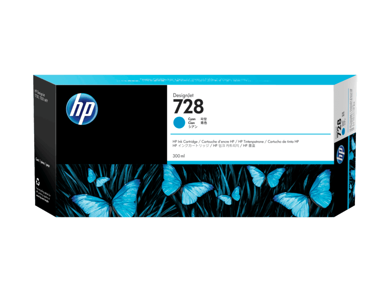 HP 728 300-ml Cyan DesignJet Ink Cartridge (F9K17A)