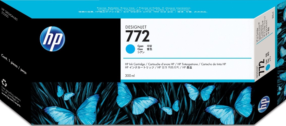 HP 772 DesignJet Ink Cartridge 300-ml - Cyan (CN636A)