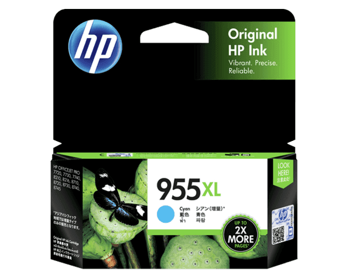HP 955 XL Cyan Original Ink Cartridge (L0S63AA)