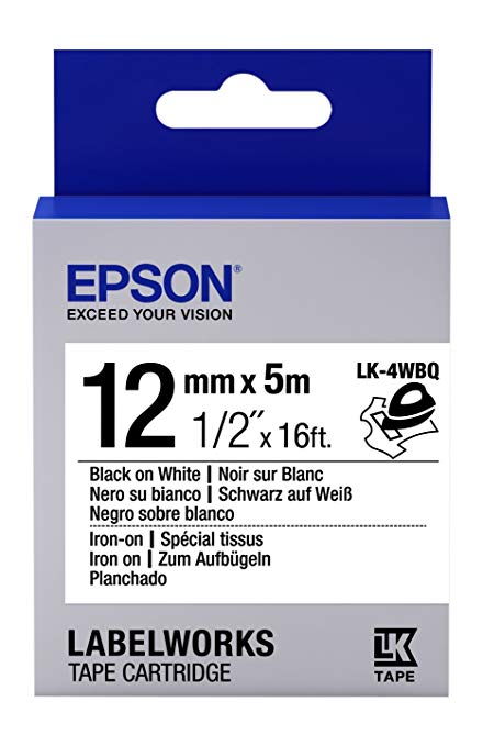 Epson LK-4WBQ LabelWorks Tape - 12mm Black on White Tape