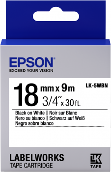 Epson LK-5WBN LabelWorks Tape - 18mm Black on White Tape