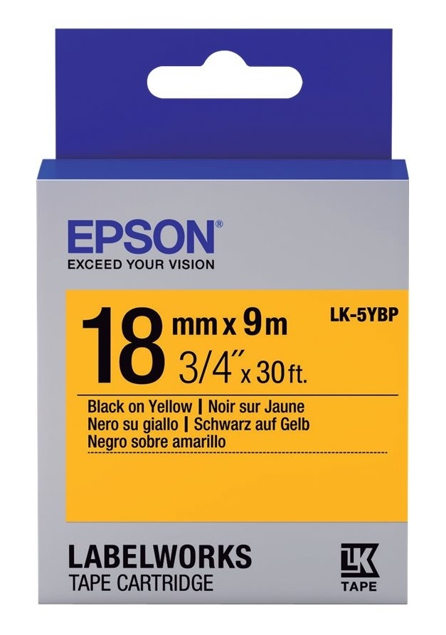 Epson LK-5YBP LabelWorks Tape - 18mm Black on Yellow Tape