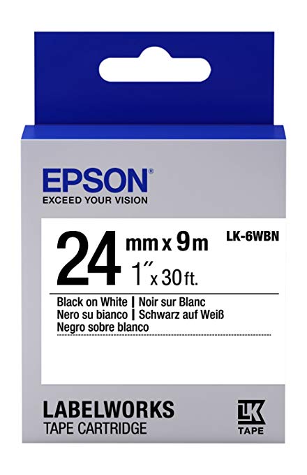Epson LK-6WBN LabelWorks Tape - 24mm Black on White Tape