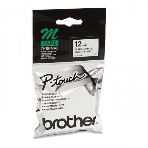 Brother M-K231 Black on White 12mm Tape