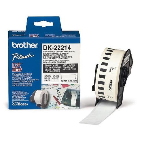 Brother DK22214 Continuous Length Paper Tape - 12mm x 30.48m