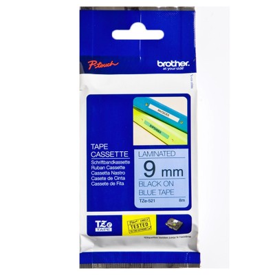 Brother TZe-521 Black on Blue (9mm) Tape