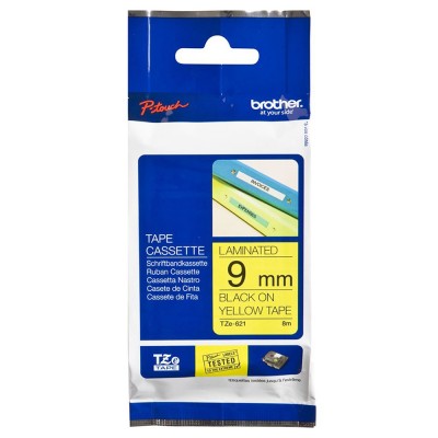 Brother TZe-621 Black on Yellow (9mm) Tape
