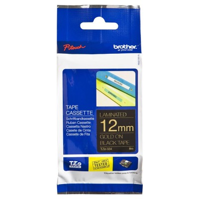 Brother TZe-334 Gold on Black (12mm) Tape