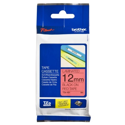 Brother TZe-431 Black on Red (12mm) Tape