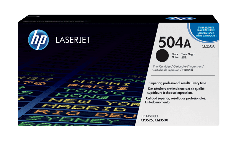 HP 504A Black LaserJet Toner Cartridge (CE250A)