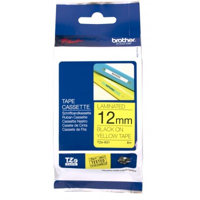 Brother TZe-631 Black on Yellow (12mm) Tape