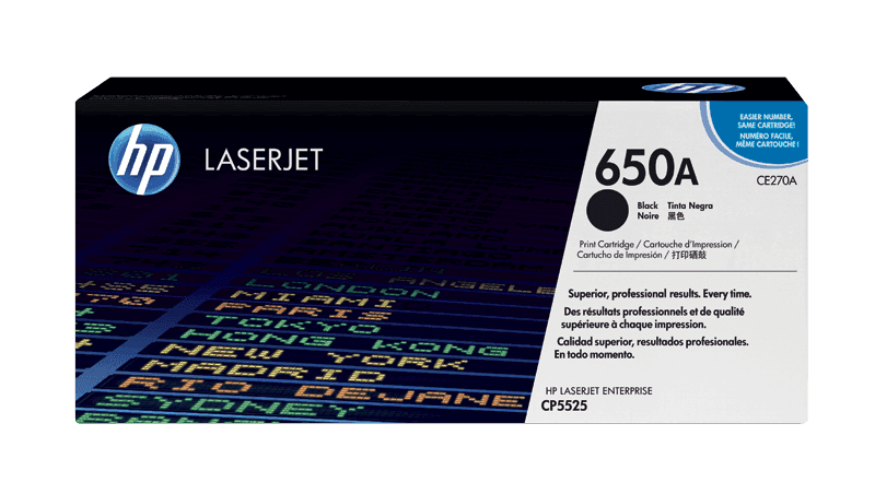 HP 650A Black LaserJet Toner Cartridge (CE270A)