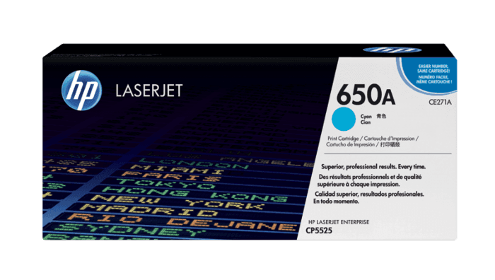 HP 650A Cyan LaserJet Toner Cartridge (CE271A)
