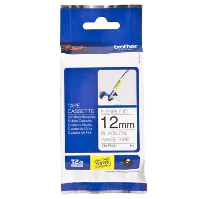 Brother TZe-FX231 Black on white (12mm) Flexible Identification Tape