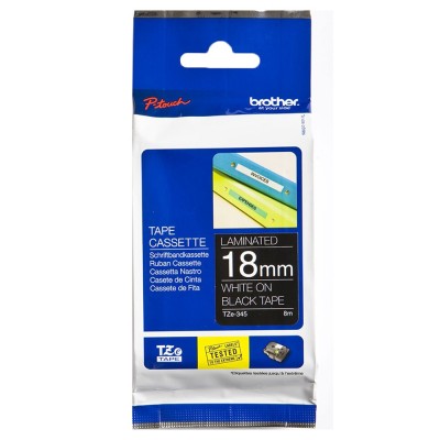 Brother TZe-345 White on Black (18mm) Tape