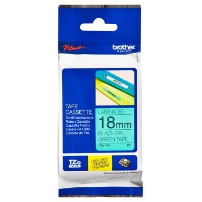 Brother TZe-741 Black on Green (18mm) Tape