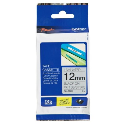 Brother TZe-M931 Black on Silver (12mm) Matt Tape