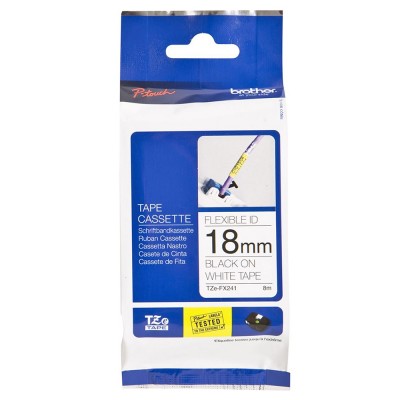 Brother TZe-FX241 Black on White (18mm) Flexible Identification Tape
