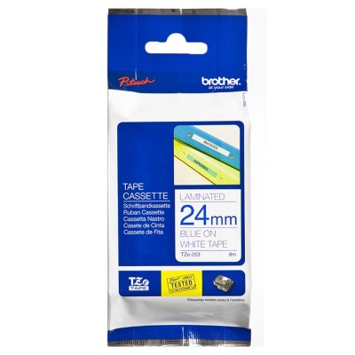 Brother TZe-253 Blue on White (24mm) Tape