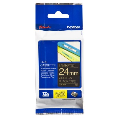 Brother TZe-354 Gold On Black (24mm) Tape