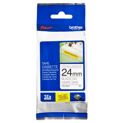 Brother TZe-S251 Black on White (24mm) Strong Adhesive Tape