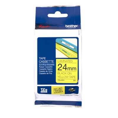 Brother TZe-S651 Black on Yellow (24mm) Strong Adhesive Tape