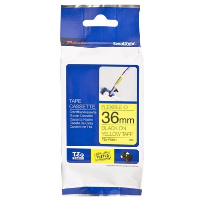 Brother TZe-FX661 Black on Yellow (36mm) Flexible Identification Tape