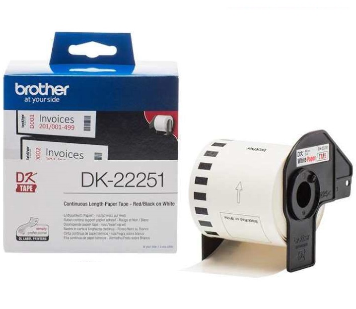 Brother DK22251 Continuous Lenght Paper Tape - 62mm x 15.24M