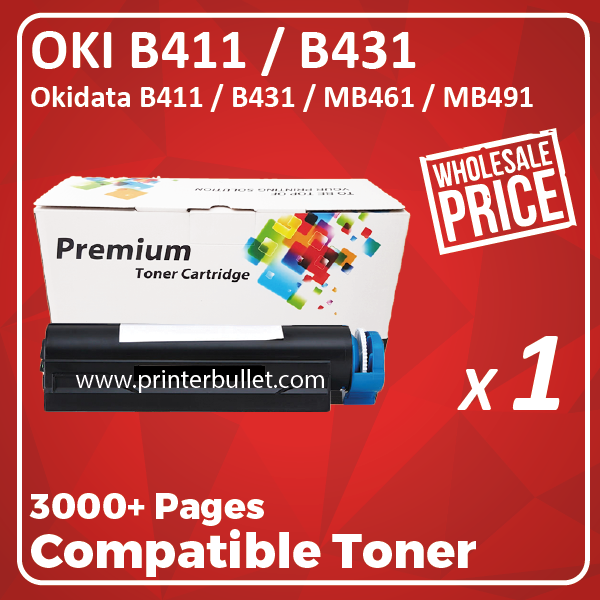 Compatible OKI B431 Black Toner Cartridge