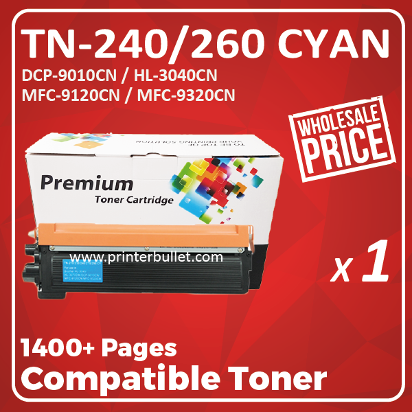 Compatible Brother TN-240/260 Cyan Toner Cartridge