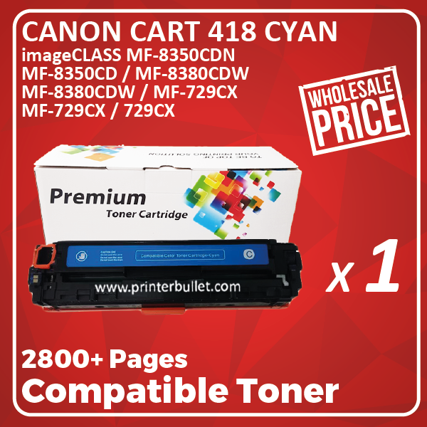 Compatible Canon 418 Cyan Toner Cartridge