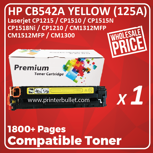 Compatible HP CB542A (125A) Yellow Toner Cartridge