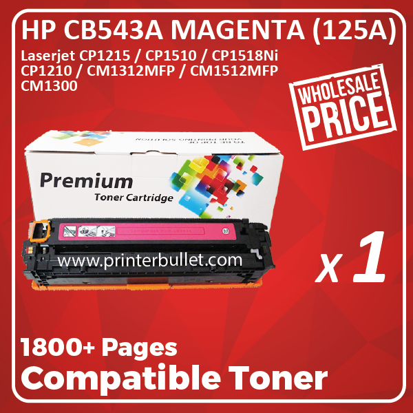 Compatible HP CB543A (125A) Magenta Toner Cartridge
