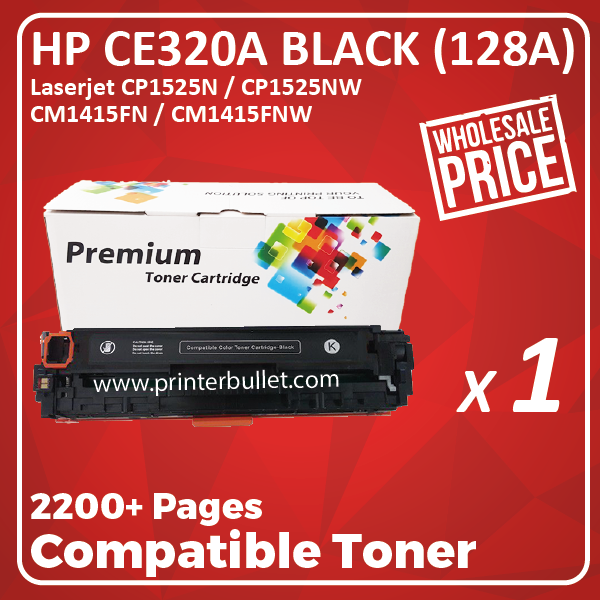 Compatible HP CE320A (128A) Black Toner Cartridge
