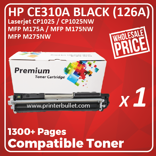 Compatible HP CE310A (126A) Black Toner Cartridge