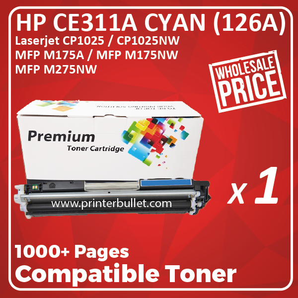 Compatible HP CE311A (126A) Cyan Toner Cartridge