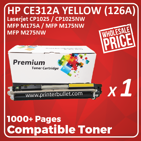 Compatible HP CE312A (126A) Yellow Toner Cartridge