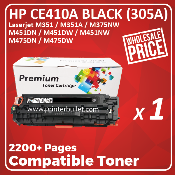 Compatible HP CE410A (305A) Black Toner Cartridge