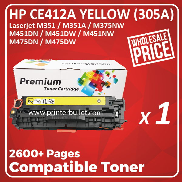 Compatible HP CE412A (305A) Yellow Toner Cartridge