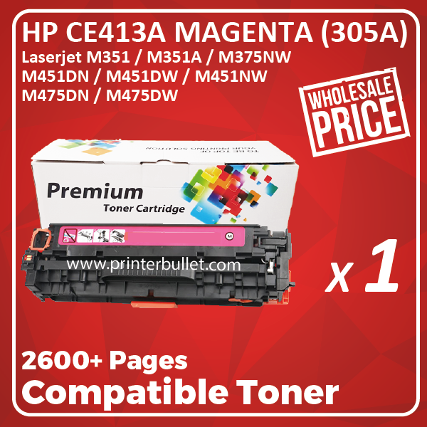 Compatible HP CE413A (305A) Magenta Toner Cartridge