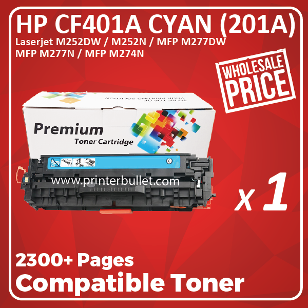 Compatible HP CF401A (201A) Cyan Toner Cartridge