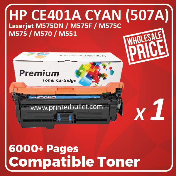 Compatible HP CE401A (507A) Cyan Toner Cartridge