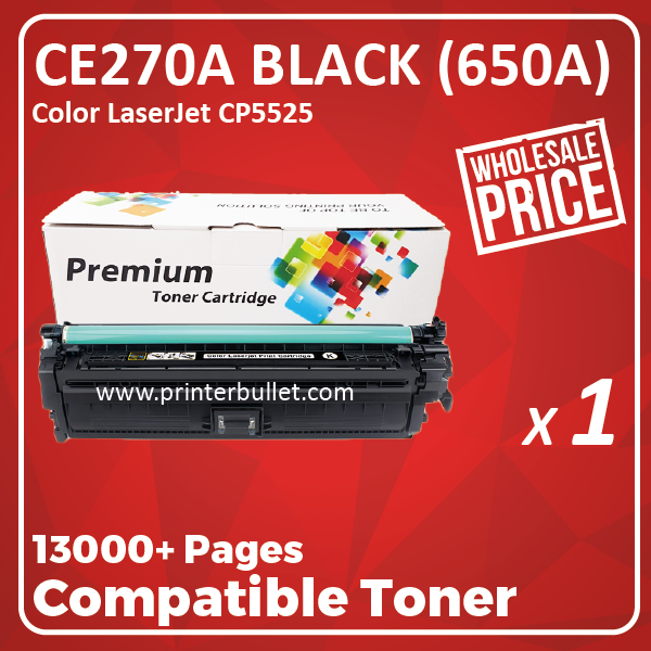 Compatible HP CE270A (650A) Black Toner Cartridge