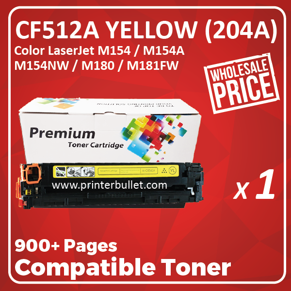 Compatible HP CF512A (204A) Yellow Toner Cartridge