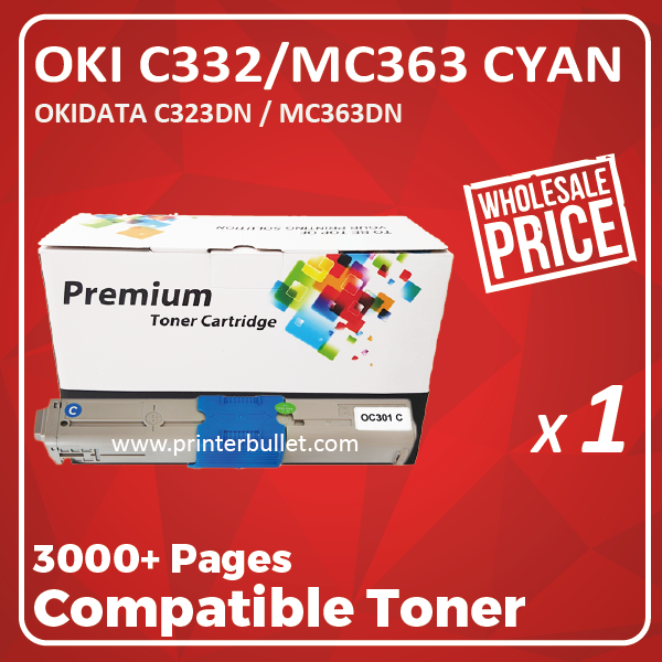 Compatible OKI C332 / MC363 Cyan Toner Cartridge