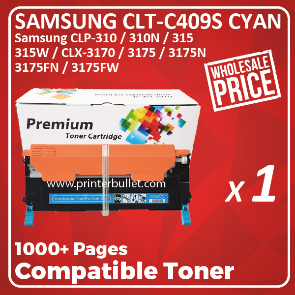 Compatible Samsung CLT-C409 Cyan Toner Cartridge